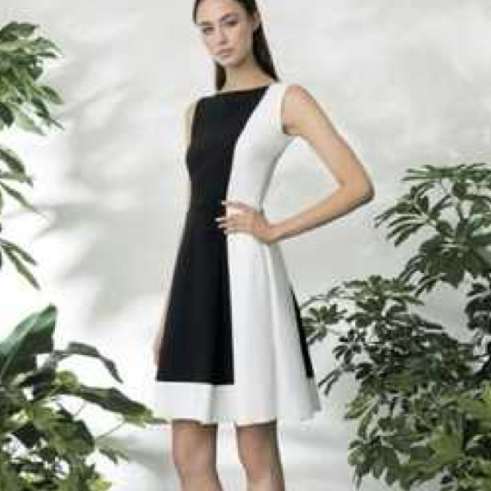 Chiara Boni La Petite Robe in Black & White Colorblock A Line Dress size 44 8